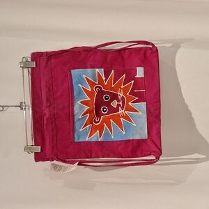 Tribal Textiles (NWT) made in Zambia magenta draw string backpack